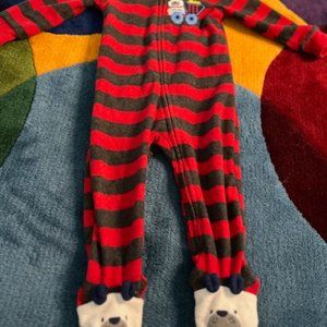 18 month red/dark grey dog footie pajamas